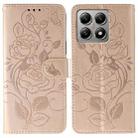 For Xiaomi 14T Pro Rose Butterfly Embossed Leather Phone Case(Rose Gold) - 1