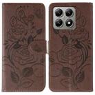 For Xiaomi 14T Pro Rose Butterfly Embossed Leather Phone Case(Brown) - 1