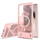 For Samsung Galaxy S24 Ultra 5G Frosted Holder PC Hybrid TPU MagSafe Phone Case(Pink) - 1