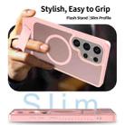 For Samsung Galaxy S24 Ultra 5G Frosted Holder PC Hybrid TPU MagSafe Phone Case(Pink) - 3