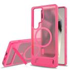 For Samsung Galaxy S24 Ultra 5G Frosted Holder PC Hybrid TPU MagSafe Phone Case(Rose Red) - 1