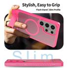 For Samsung Galaxy S24 Ultra 5G Frosted Holder PC Hybrid TPU MagSafe Phone Case(Rose Red) - 3