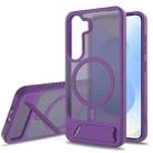 For Samsung Galaxy S23+ 5G Frosted Holder PC Hybrid TPU MagSafe Phone Case(Purple) - 1