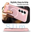 For Samsung Galaxy S23 5G Frosted Holder PC Hybrid TPU MagSafe Phone Case(Pink) - 3