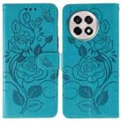 For OnePlus Ace 5 Pro / Ace 5 Rose Butterfly Embossed Leather Phone Case(Blue) - 1
