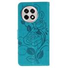 For OnePlus Ace 5 Pro / Ace 5 Rose Butterfly Embossed Leather Phone Case(Blue) - 3