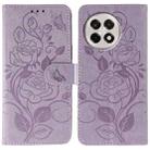 For OnePlus Ace 5 Pro / Ace 5 Rose Butterfly Embossed Leather Phone Case(Purple) - 1