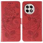 For OnePlus Ace 5 Pro / Ace 5 Rose Butterfly Embossed Leather Phone Case(Red) - 1