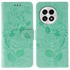For OnePlus 13 Rose Butterfly Embossed Leather Phone Case(Green) - 1