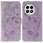 For OnePlus 13 Rose Butterfly Embossed Leather Phone Case(Purple) - 1
