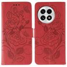 For OnePlus 13 Rose Butterfly Embossed Leather Phone Case(Red) - 1