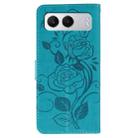 For OnePlus Nord 4 Rose Butterfly Embossed Leather Phone Case(Blue) - 3