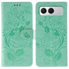 For OnePlus Nord 4 Rose Butterfly Embossed Leather Phone Case(Green) - 1