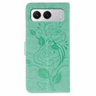 For OnePlus Nord 4 Rose Butterfly Embossed Leather Phone Case(Green) - 3