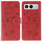 For OnePlus Nord 4 Rose Butterfly Embossed Leather Phone Case(Red) - 1