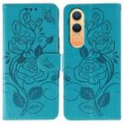 For OnePlus Nord CE4 Lite Global Rose Butterfly Embossed Leather Phone Case(Blue) - 1