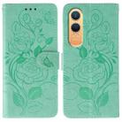 For OnePlus Nord CE4 Lite Global Rose Butterfly Embossed Leather Phone Case(Green) - 1