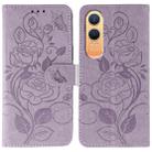 For OnePlus Nord CE4 Lite Global Rose Butterfly Embossed Leather Phone Case(Purple) - 1