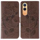 For OnePlus Nord CE4 Lite Global Rose Butterfly Embossed Leather Phone Case(Brown) - 1