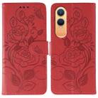For OnePlus Nord CE4 Lite Global Rose Butterfly Embossed Leather Phone Case(Red) - 1