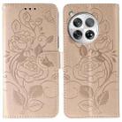 For OnePlus 12 Rose Butterfly Embossed Leather Phone Case(Rose Gold) - 1