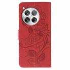 For OnePlus 12 Rose Butterfly Embossed Leather Phone Case(Red) - 3