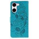 For OnePlus Nord CE5 Rose Butterfly Embossed Leather Phone Case(Blue) - 3