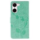 For OnePlus Nord CE5 Rose Butterfly Embossed Leather Phone Case(Green) - 3