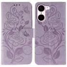 For OnePlus Nord CE5 Rose Butterfly Embossed Leather Phone Case(Purple) - 1