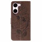 For OnePlus Nord CE5 Rose Butterfly Embossed Leather Phone Case(Brown) - 3
