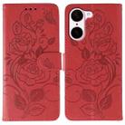 For OnePlus Nord CE5 Rose Butterfly Embossed Leather Phone Case(Red) - 1