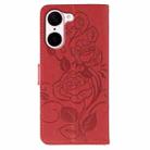 For OnePlus Nord CE5 Rose Butterfly Embossed Leather Phone Case(Red) - 3