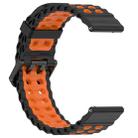 22mm Ocean Dual Pin Buckle Silicone Watch Band(Black Orange) - 3
