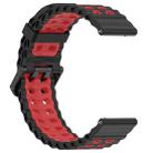22mm Ocean Dual Pin Buckle Silicone Watch Band(Black Red) - 3