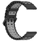 24mm Ocean Dual Pin Buckle Silicone Watch Band(Black Grey) - 3