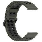 24mm Ocean Dual Pin Buckle Silicone Watch Band(Army Green Black) - 3