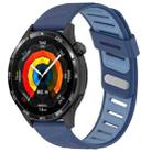 22mm Slanted Hole Two Color Silicone Watch Band(Dark Blue Light Blue) - 1