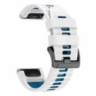 For Garmin 26mm Two Color Screw Buckle Quick Release Silicone Watch Band(White Blue) - 3