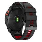 For Garmin 26mm Two Color Screw Buckle Quick Release Silicone Watch Band(Black Red) - 2