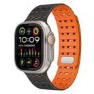 For Apple Watch 46mm / 49mm / 45mm / 44mm Two-Tone Breathable Magnetic Silicone Watch Band(Black Orange) - 1