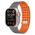 For Apple Watch 46mm / 49mm / 45mm / 44mm Two-Tone Breathable Magnetic Silicone Watch Band(Gray Orange) - 1