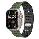 For Apple Watch 46mm / 49mm / 45mm / 44mm Two-Tone Breathable Magnetic Silicone Watch Band(Army Green Black) - 1