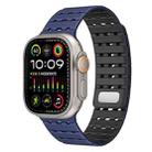 For Apple Watch 46mm / 49mm / 45mm / 44mm Two-Tone Breathable Magnetic Silicone Watch Band(Dark Blue Black) - 1
