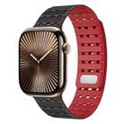 For Apple Watch 42mm / 41mm / 40mm / 38mm Two-Tone Breathable Magnetic Silicone Watch Band(Black Red) - 1