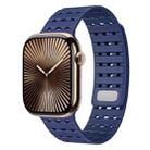 For Apple Watch 42mm / 41mm / 40mm / 38mm Two-Tone Breathable Magnetic Silicone Watch Band(Dark Blue) - 1