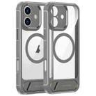 For iPhone 16 FULEXIN L1 Series Transparent MagSafe Holder Phone Case(Grey) - 1