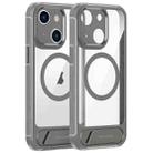 For iPhone 14 FULEXIN L1 Series Transparent MagSafe Holder Phone Case(Grey) - 1