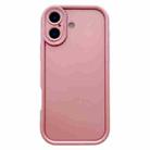 For iPhone 16 Solid Color Metallic Paint Precise Hole TPU Phone Case(Pink) - 1