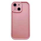 For iPhone 15 Solid Color Metallic Paint Precise Hole TPU Phone Case(Pink) - 1
