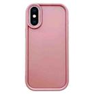 For iPhone X / XS Solid Color Metallic Paint Precise Hole TPU Phone Case(Pink) - 1